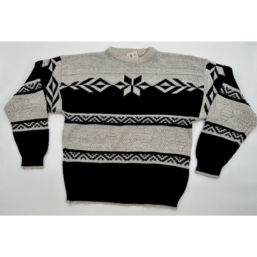 VINTAGE Grandpa Sweater Mens XL  I.N.C Inter concepts ‎ USA Cotton Crewneck Knit